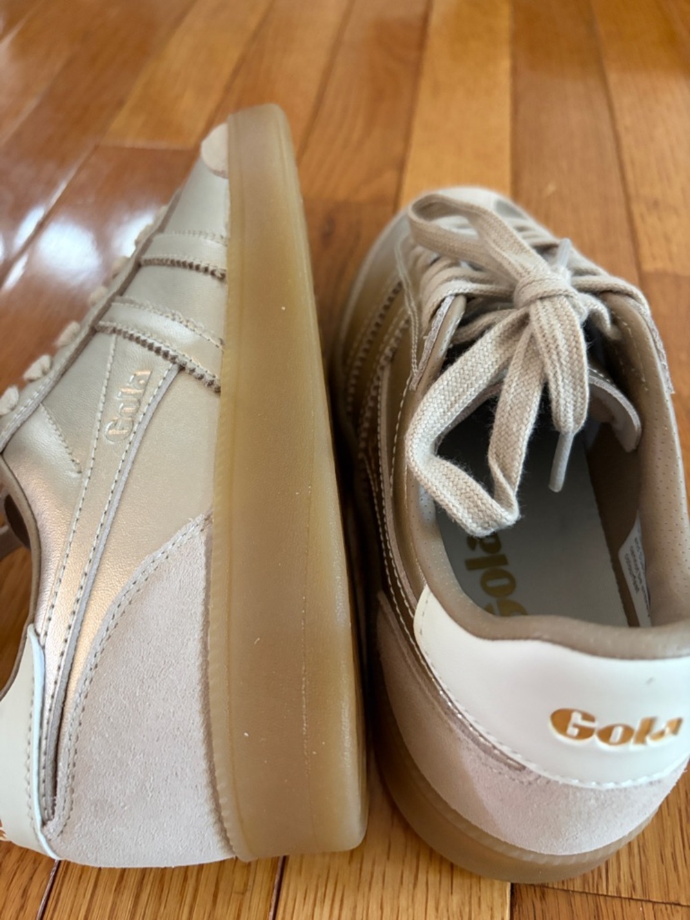 Gola Beige and Gum Low-Top Suede Sneakers